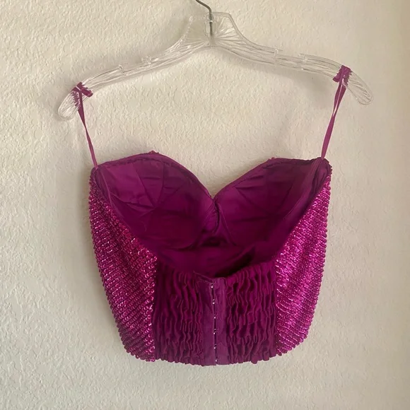 Retrofete Pink Beaded Bustier Top Size M - Picture 16 of 16